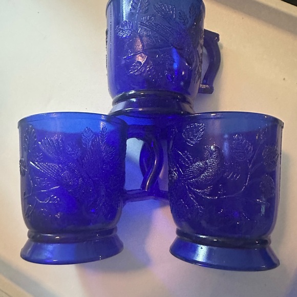 Mosser Glass Robin in Tree Cobalt Blue After Bryce Walker & Co. Set Of 3 (G10) - Picture 2 of 8